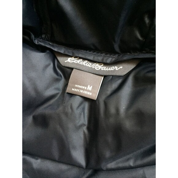 EDDIE BAUER MEDIUM PARKA COAT EB550 WINTER PUFFER JACKET BLACK HOODIE 75% DOWN - Picture 9 of 12